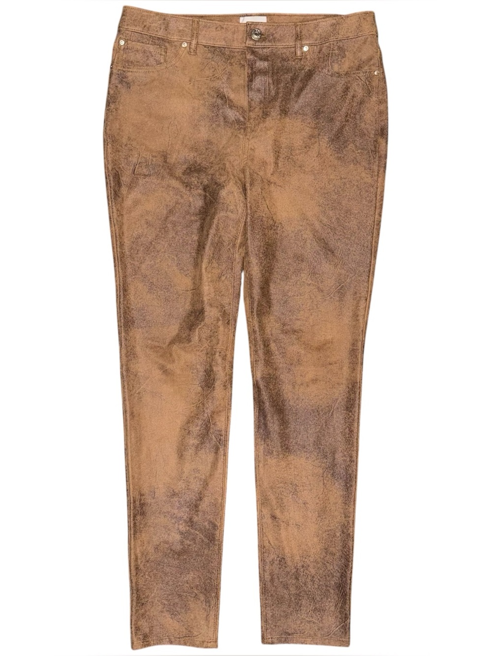 Chicos Faux Suede Skinny Camel Cognac Brown Colored Pants size 0.5 / 6 Regular